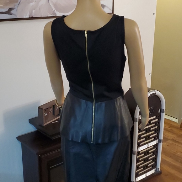 Worthington Black Faux Leather Peplum Blouse M - Picture 3 of 15